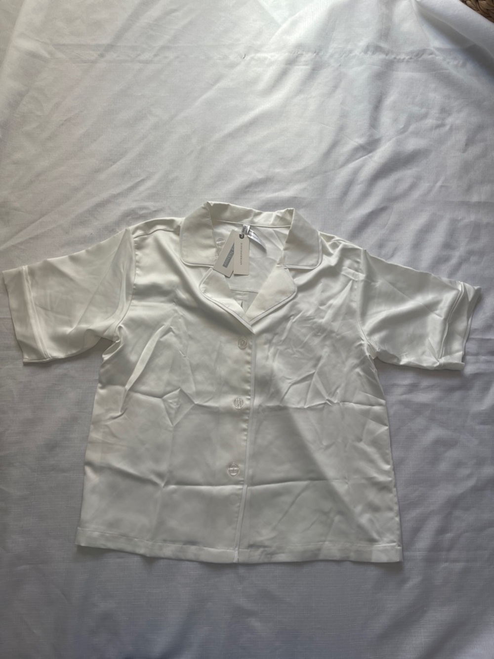 Anthropologie White Satin Bride Short Pajama Set - Picture 5 of 8